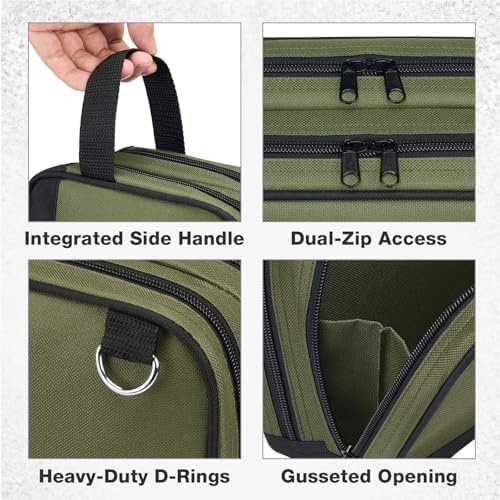 HISEA Small Tool Bag, 12 Inch Tool Pouch with 2 Compartments | with Adjustabl...