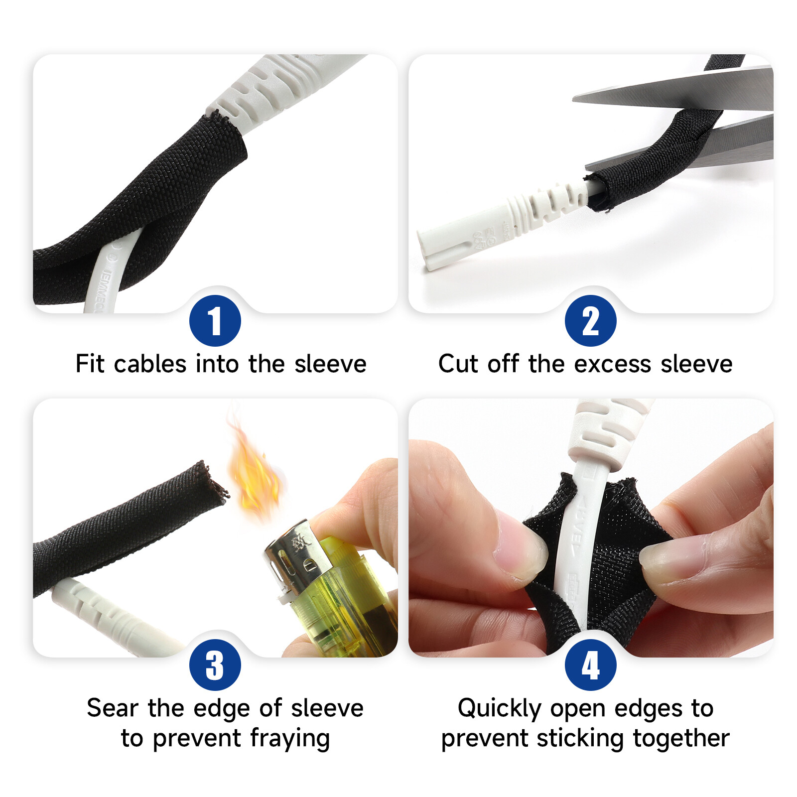Cable Sleeve Split Sleeving For USB Cable Power Cord Cable Protect 15'&35'Length