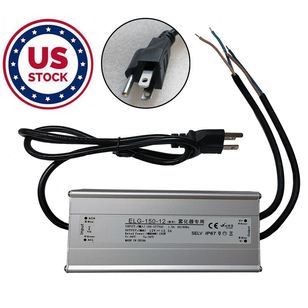150W LED Strip Light Power Supply DC 12V 12.5A LED Driver Transformer w/ US Plug