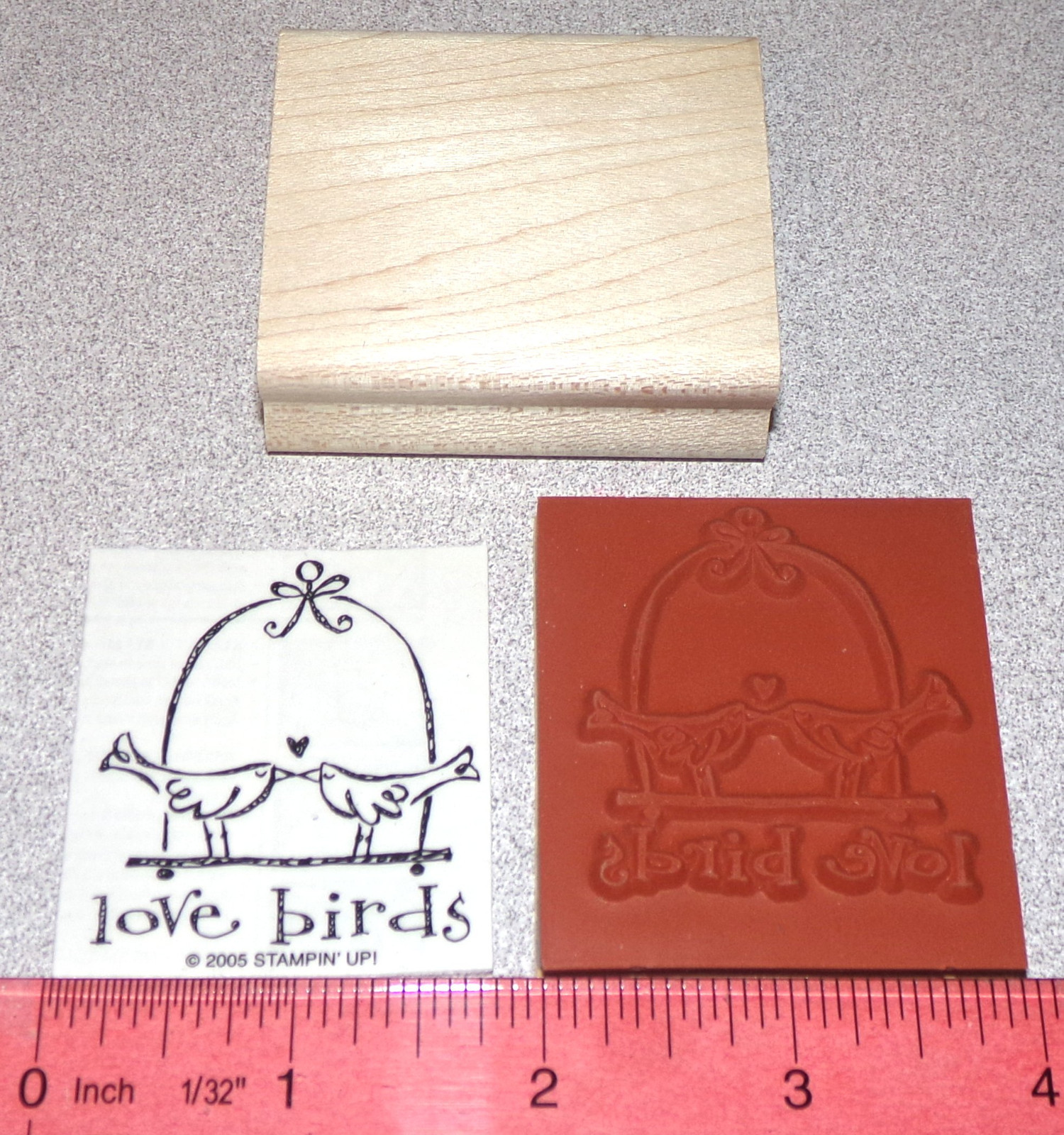 love birds Kissing Rubber Stamp Single Birds New by Stampin Up Olive You