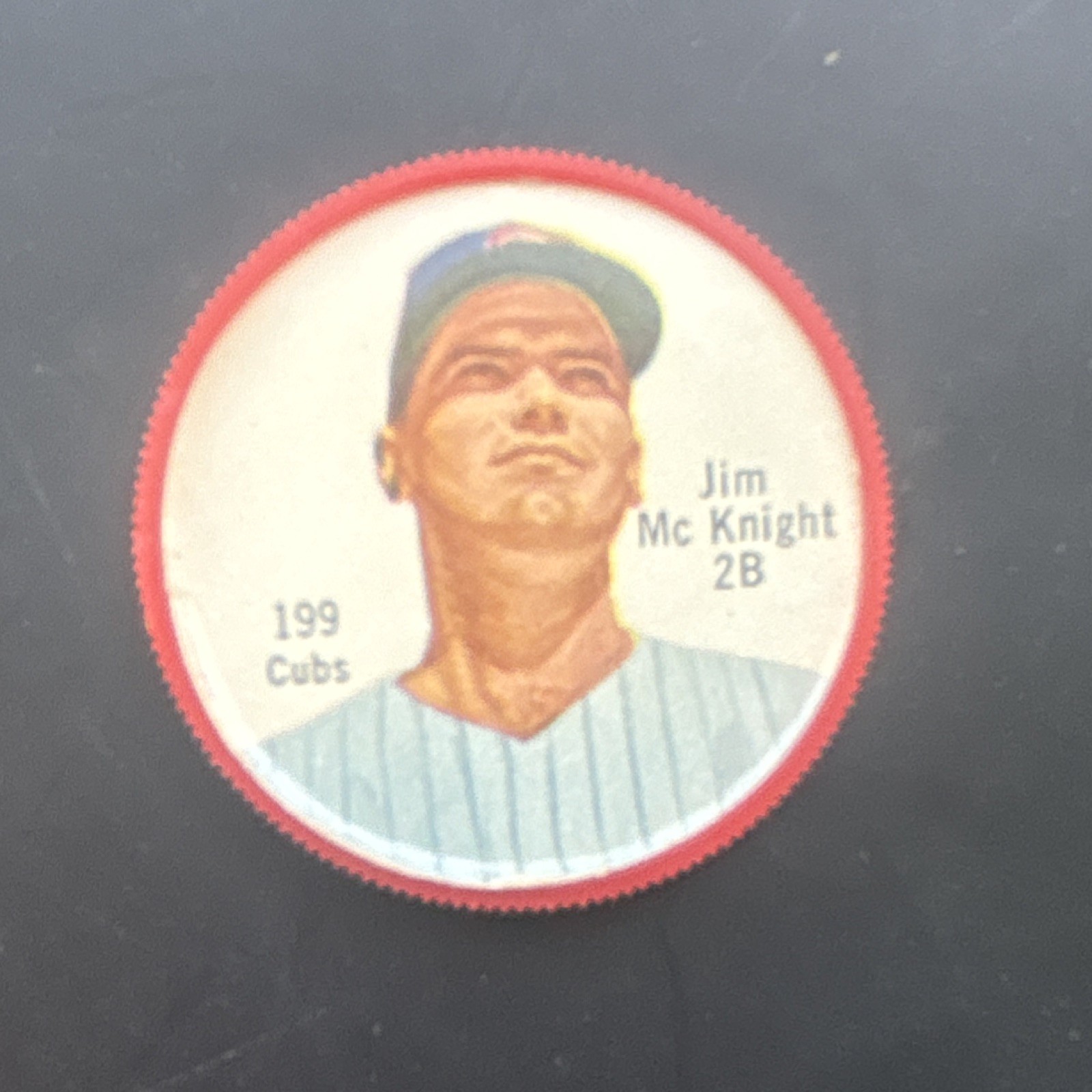 1962 Salada Junket Vintage Plastic Baseball Coin Jim McKnight Chicago Cubs #199