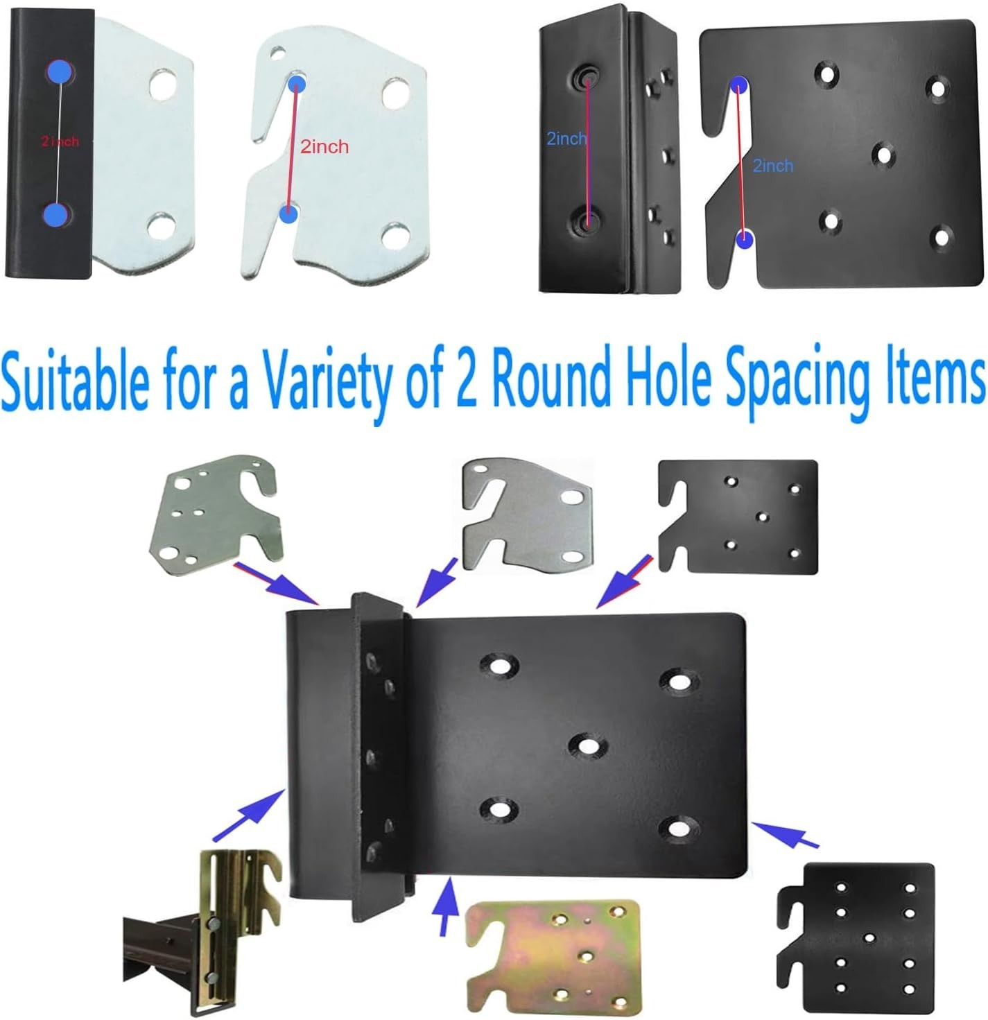 Bed Frame Hardware Bed Post Double Hook Slot Brackets Attachment Hardware, He...