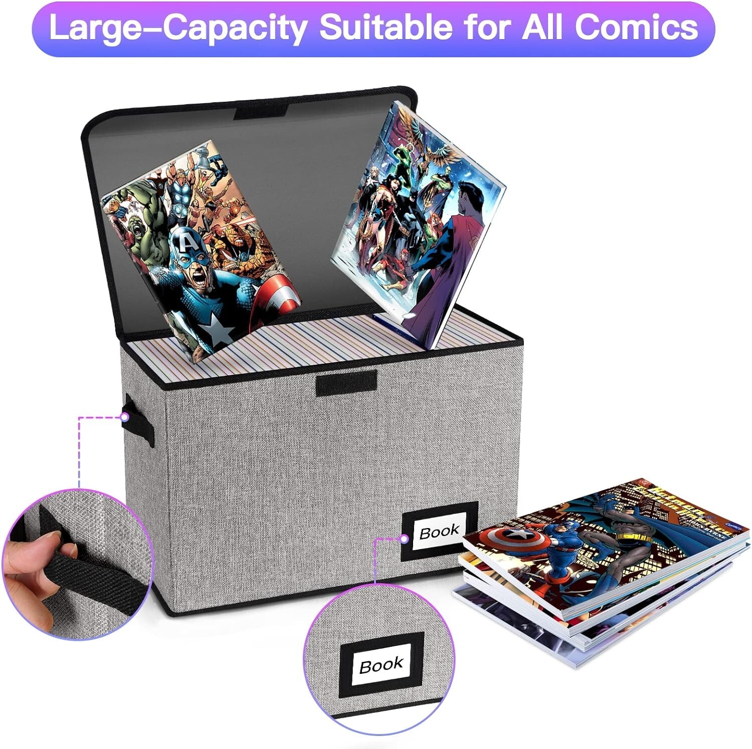 Comic Book Storage, Comic Book Box, 15.8" X 7.8" X 11.8", Collapsible Comic