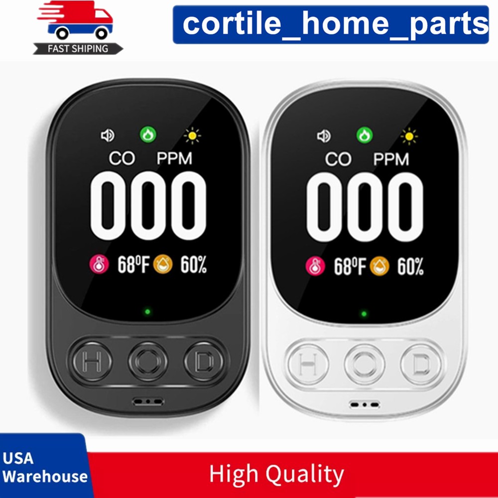 Carbon Monoxide Detector Plug 3-in-1 CO Level Monitor Alarm with Temp Sensor