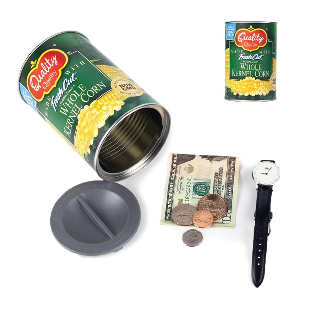 Diversion Safe Can for Hiding Keys Cash and Jewelry Disguised as Corn Can