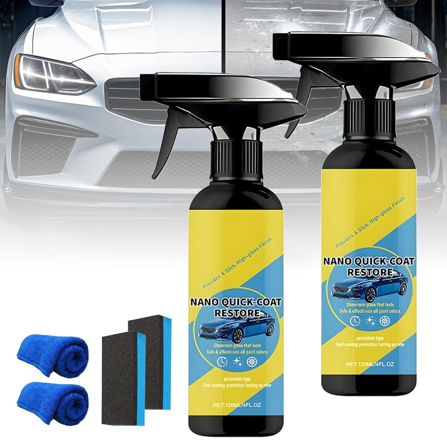 2PCS Nano Quick Coat Restore Coating Spray, 2026 Advanced Nano Quick Effect Coat