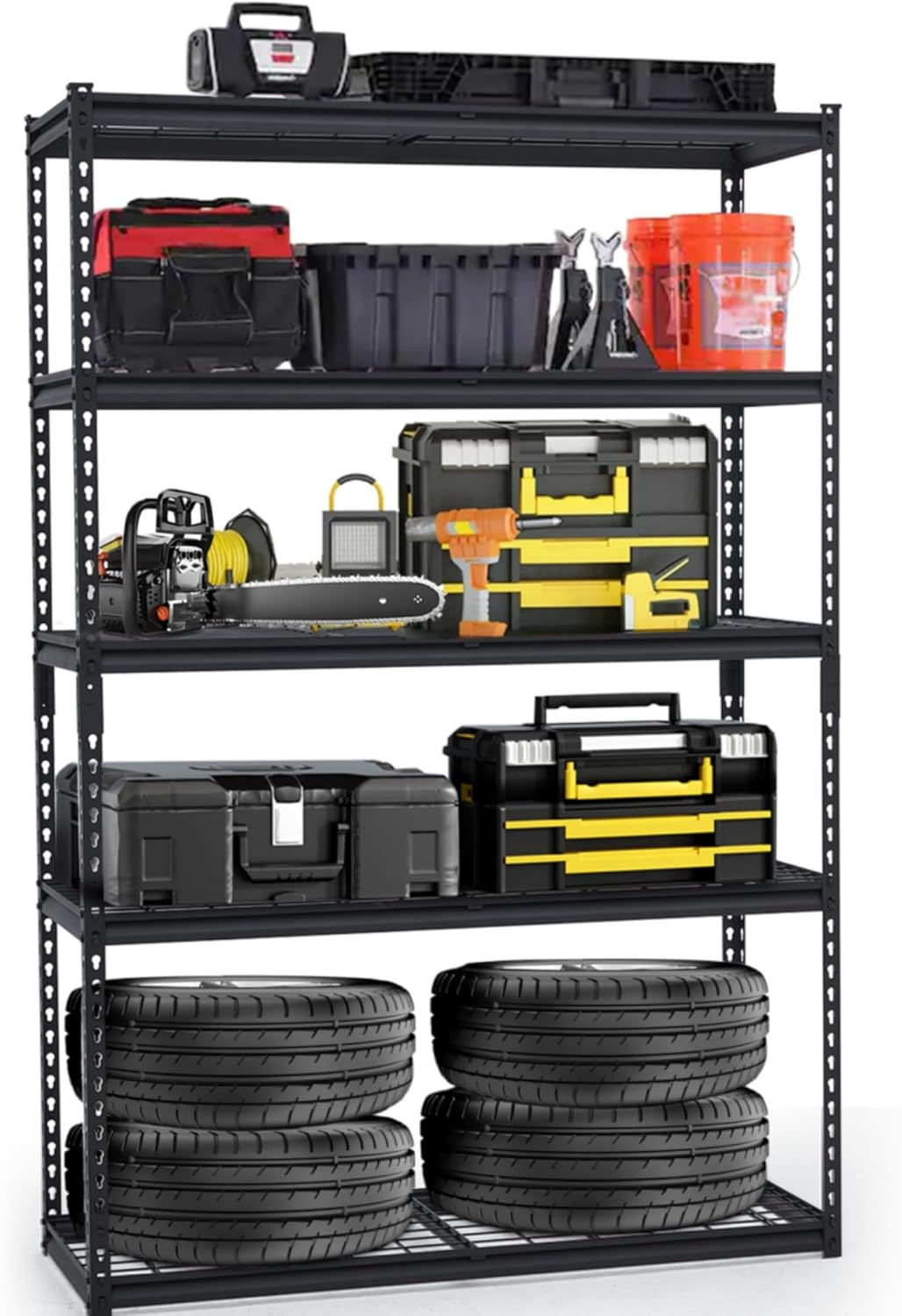 48" Heavy Duty Garage Shelving Unit, Adjustable 5-Tier Metal Storage Rack, Frees