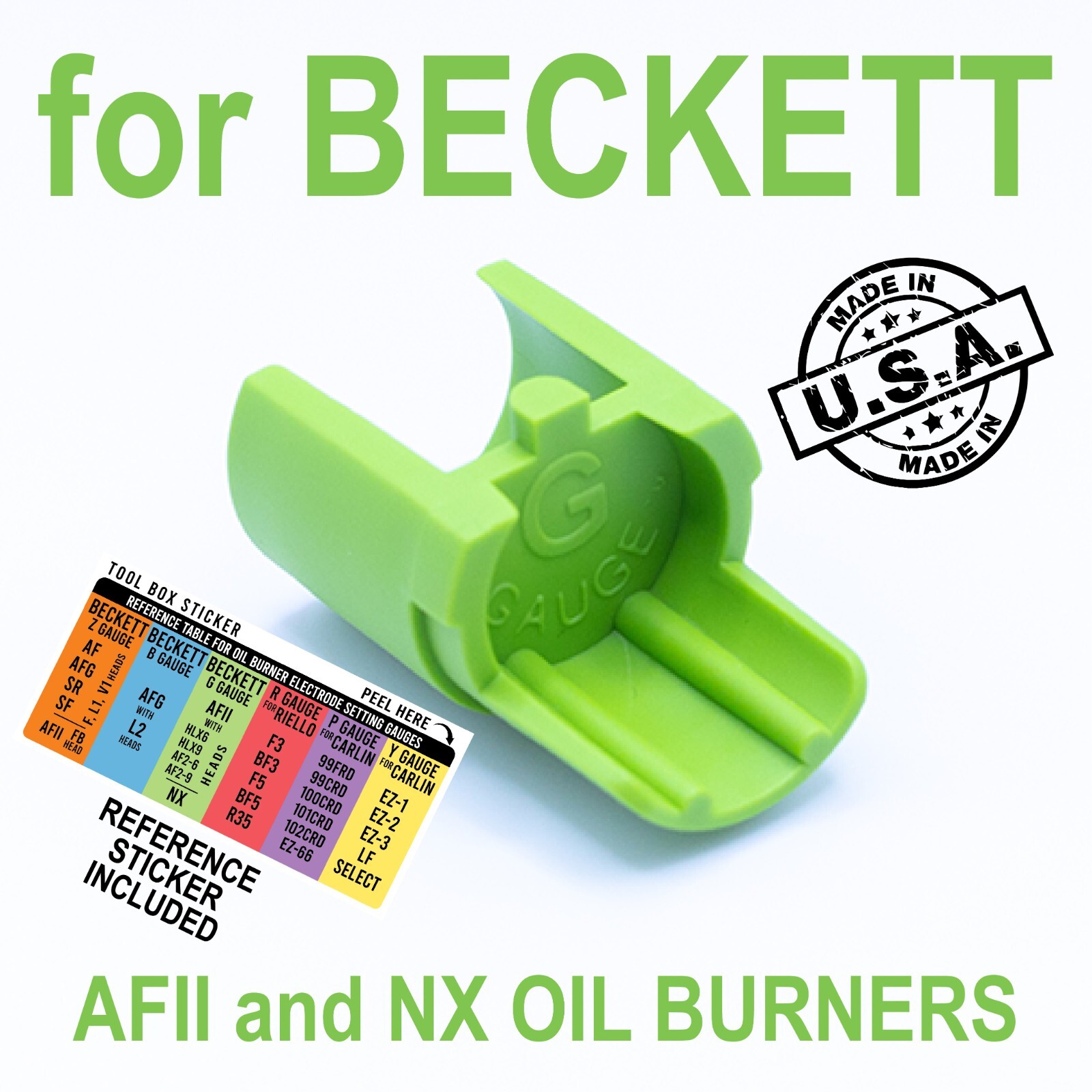 Green G Electrode Setting Gauge for Beckett AFII (AF 2), NX & RF Oil Burners z