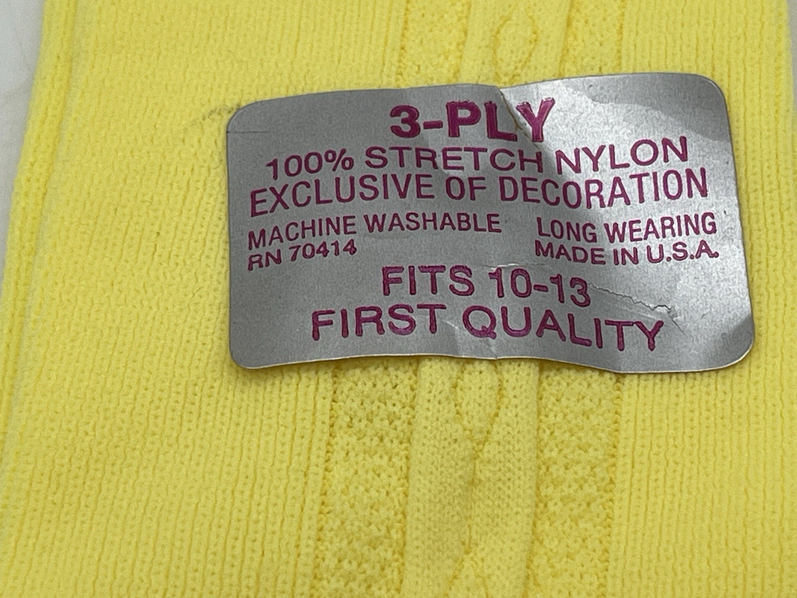 Vintage Maxie Sox Yellow 3-Ply Mens Dress Socks Nylon NOS Made In USA Size 10-13