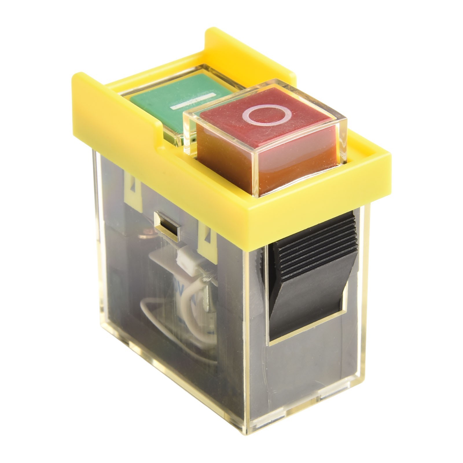 User friendly start button switch with power off and undervoltage protection