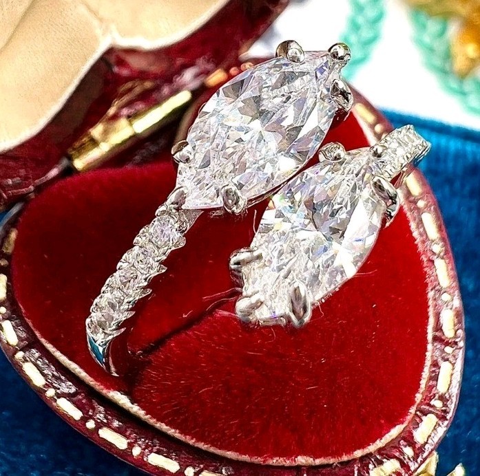 4 Ct Certified Treated Pretty Off White Diamond Solitaires Ring In 925 Silver