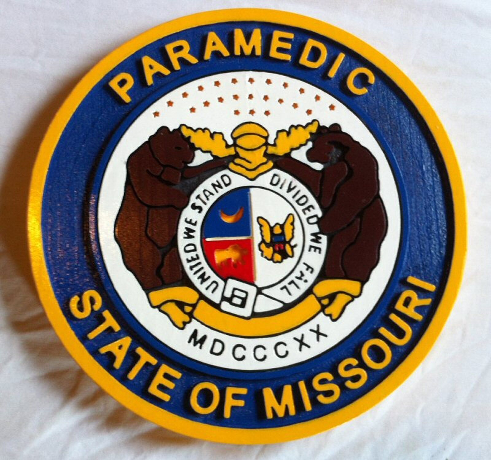 State of Missouri Paramedic 3D routed wood patch plaque sign
