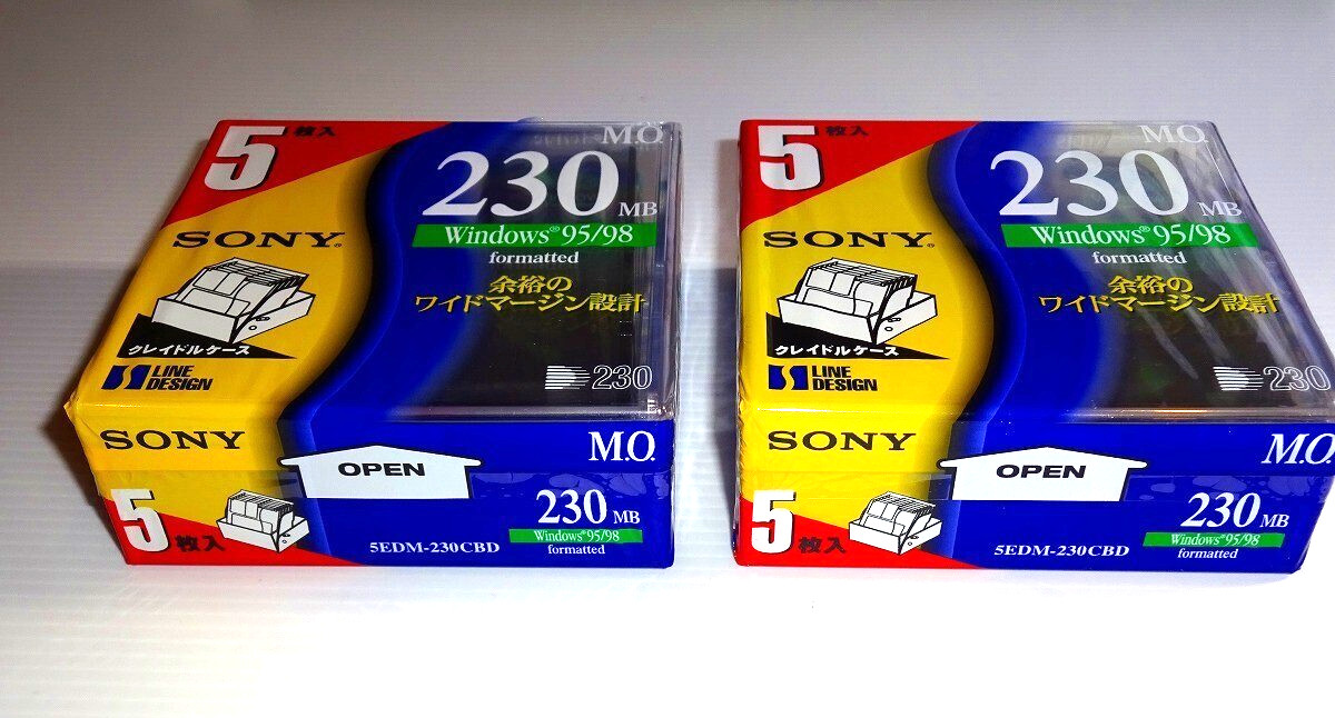 MO Disc SONY for Data 230MB 3.5 in Windows Format set of 10 Sealed 5EDM-230CBD