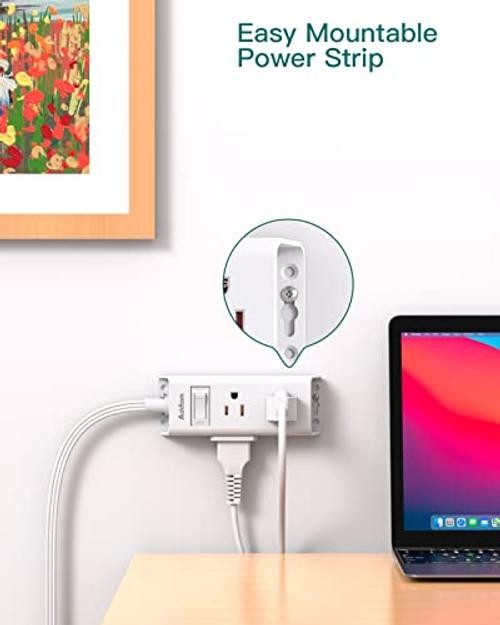 Cruise Essentials - Flat Plug Power Strip - 5 ft Ultra Flat - White