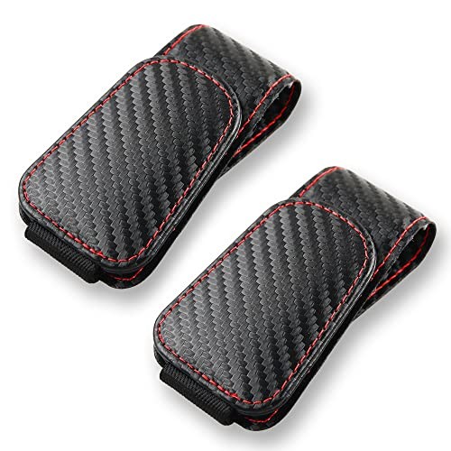 2Pcs Sunglass Holder for Car, Magnetic Leather Eyeglass Carbon fibre black