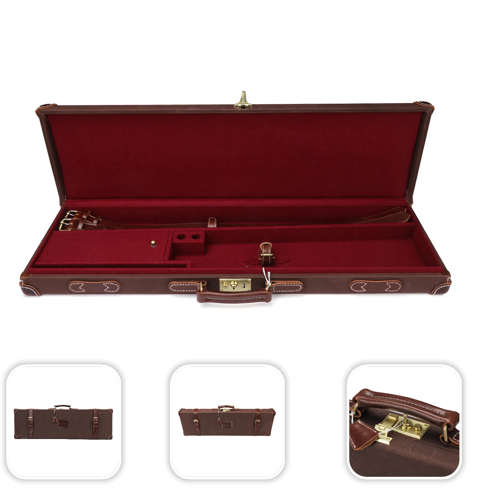 Waxed Canvas & Leather Shotgun Hard Cases Gun Safe Box Lockable Cabinet-Tourbon