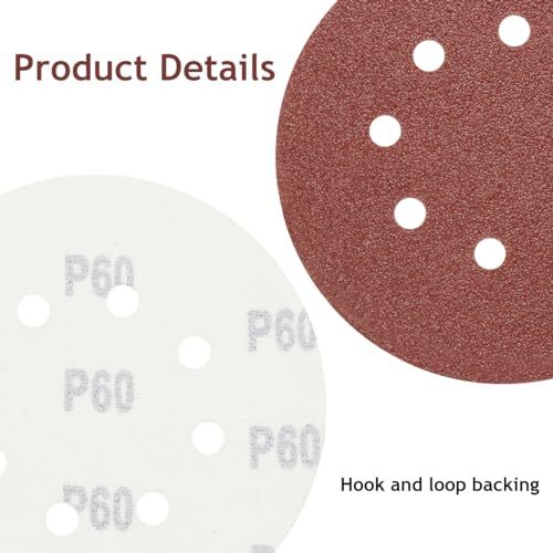 50Pack 5" 8 Hole Sanding Discs Hook and Loop Round Sand Paper for Orbital Sander