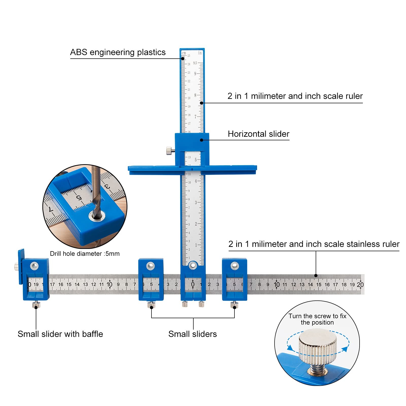Cabinet Hardware Jig Drill Guide Template for Installing Handles Knobs Pulls