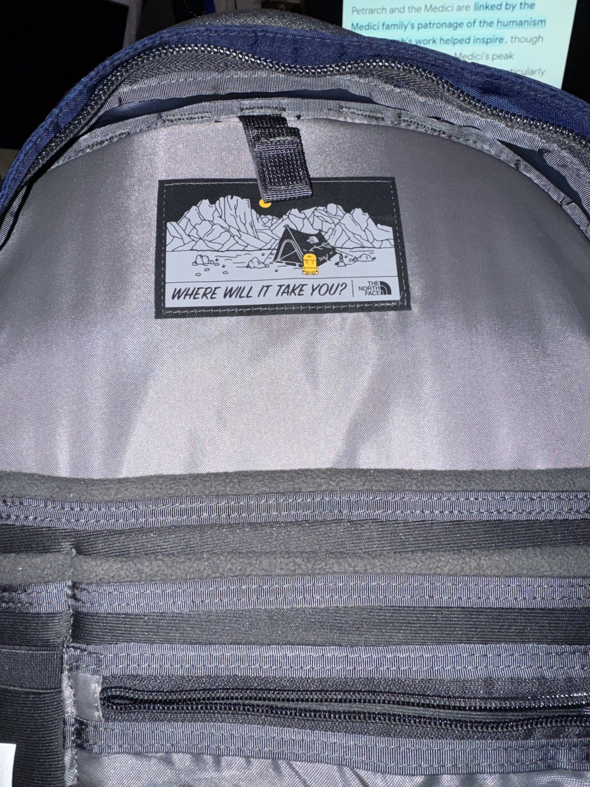The North Face Fall Line Blue Backpack Lined Laptop Flexvent