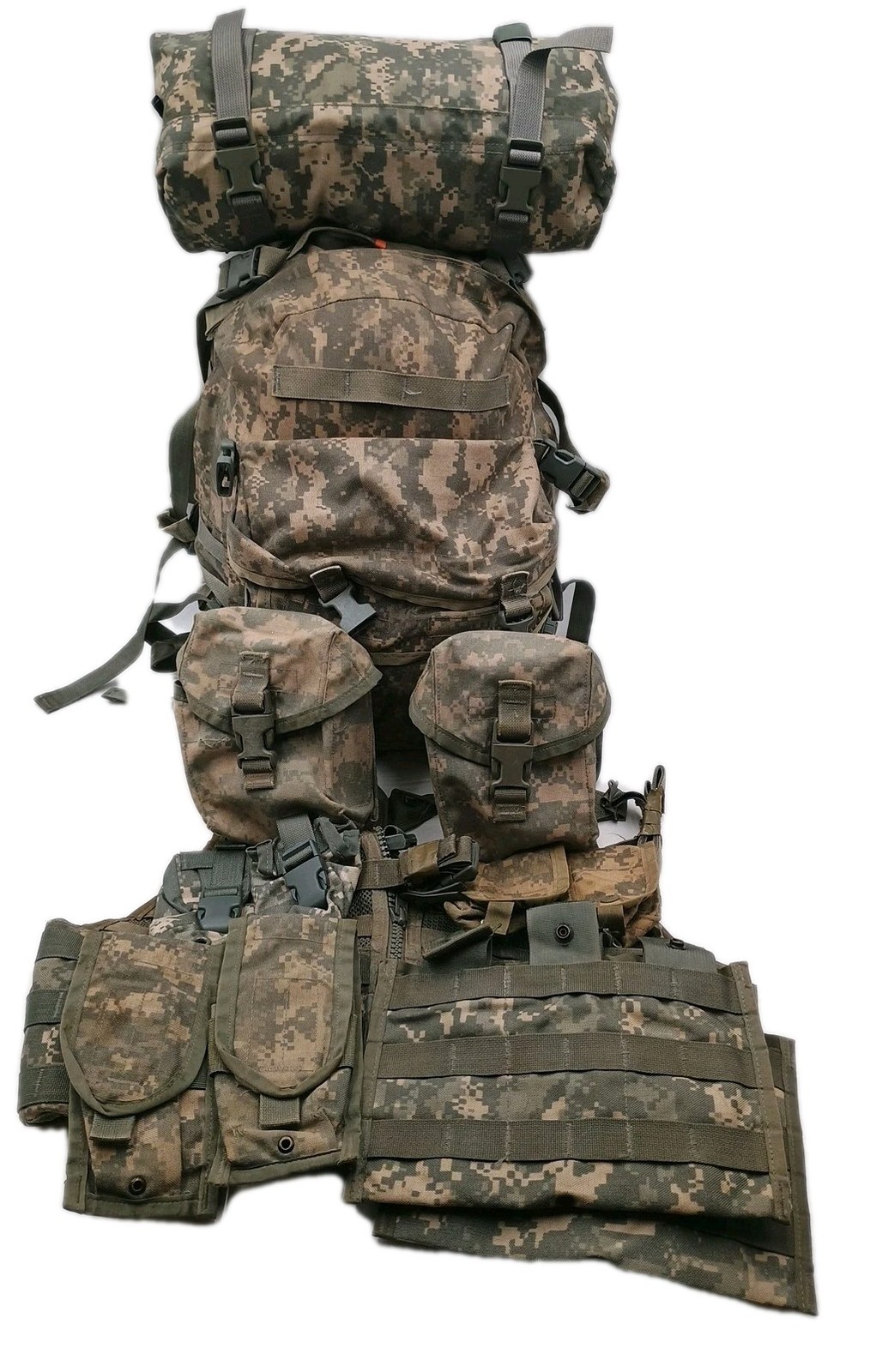 USGI ACU Assault Pack 3 Day FLC Fanny Pack 10 Pouches Combo Set Hiking/Camping