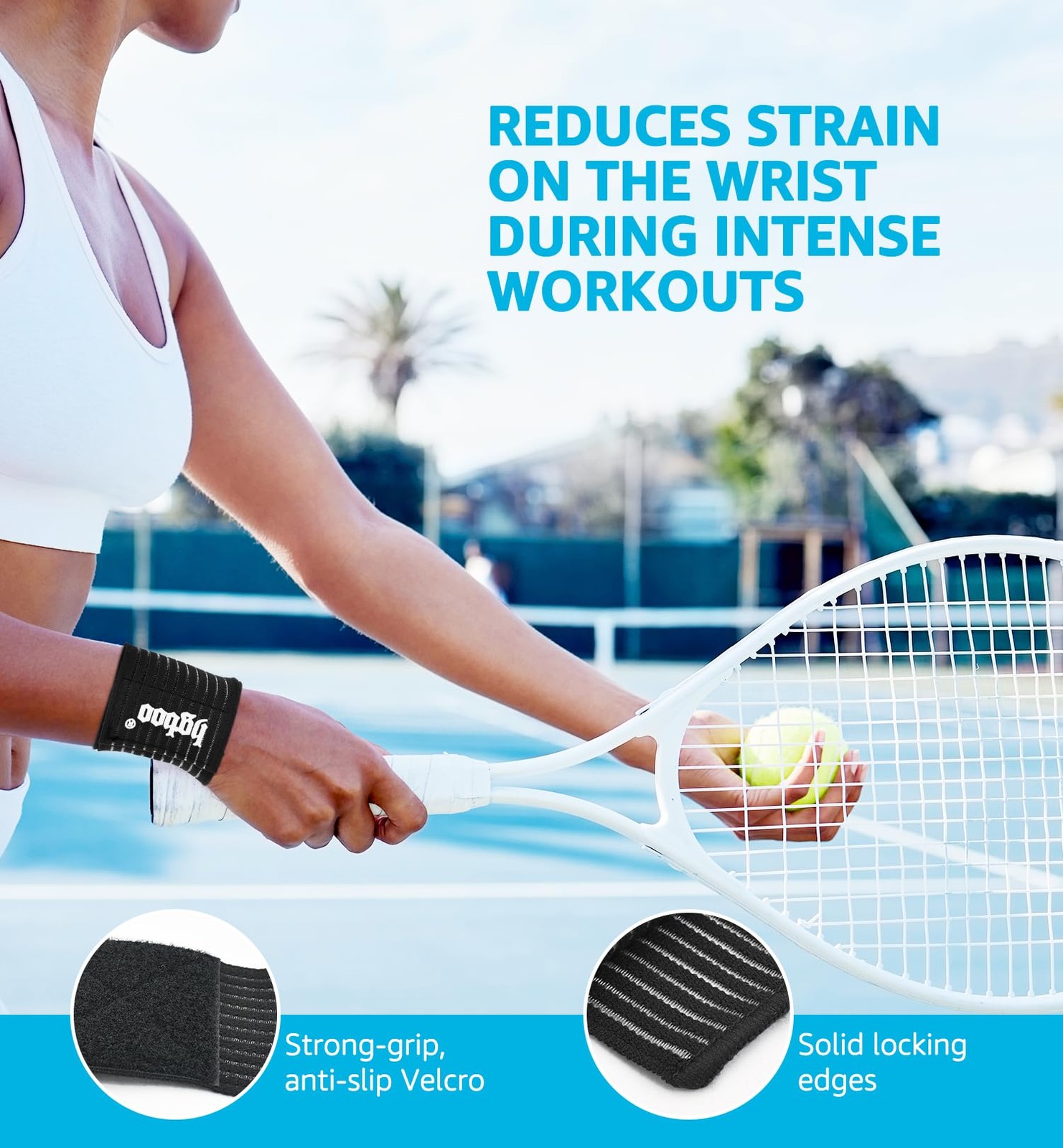 HGBOO Compression Wrist Bands (2 PCS), High-Elastic Straps Wraps Black