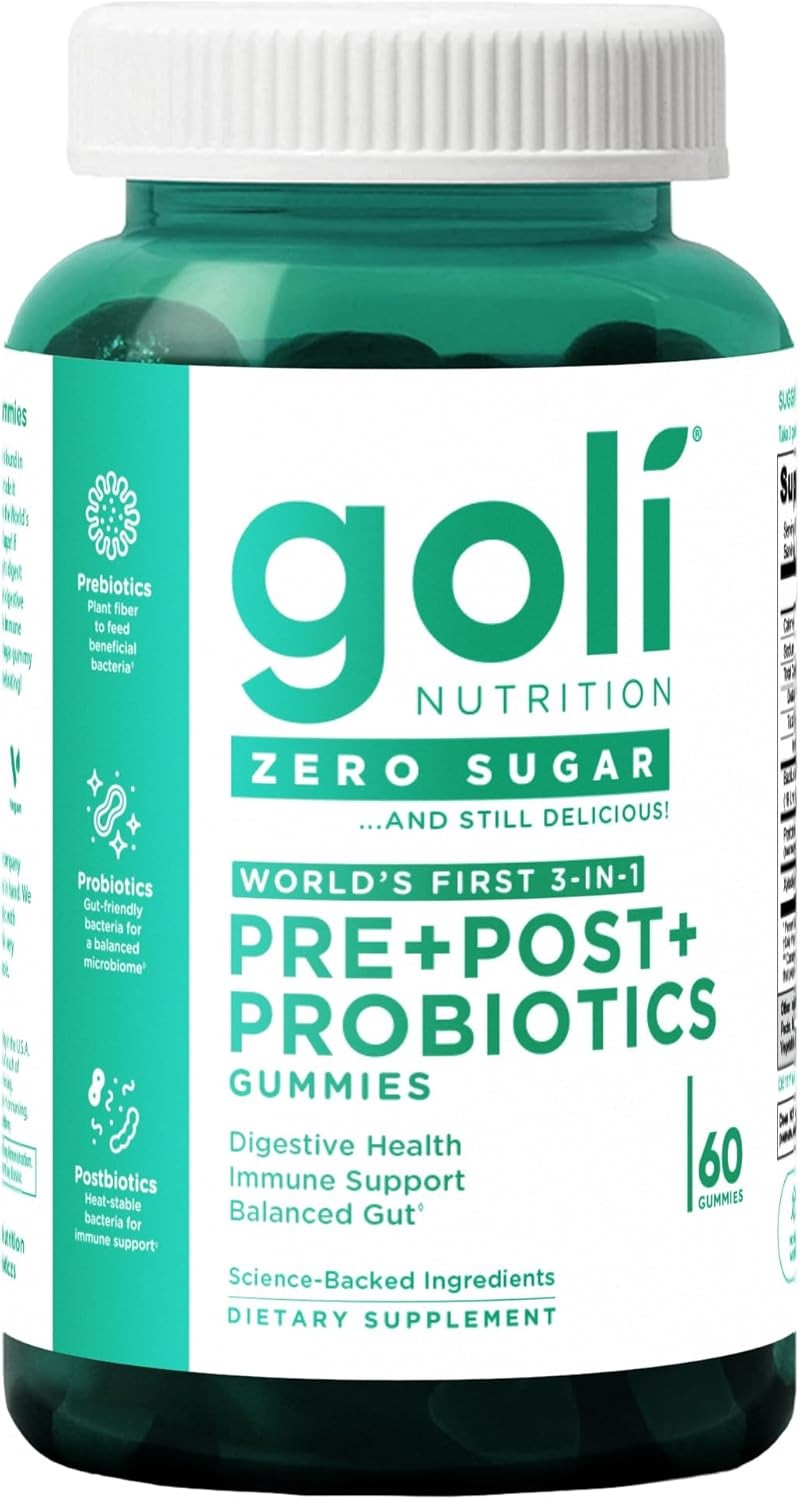 Goli Zero Sugar Pre Pro Postbiotic Gummies - Worlds First 3-in-1 with DE111