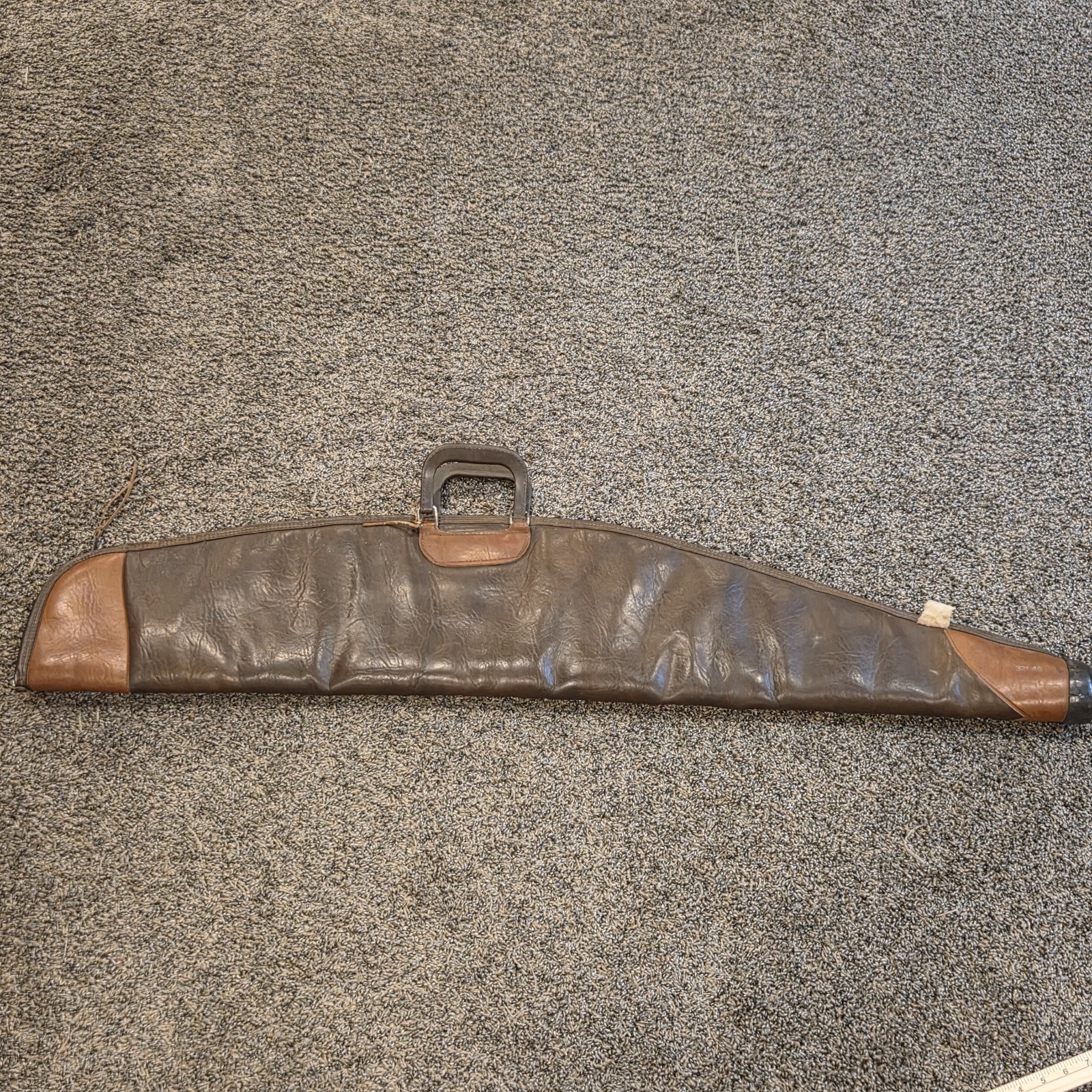 Vintage J.M. Bucheimer Brown Leather Gun Case Leopard Lining 48"
