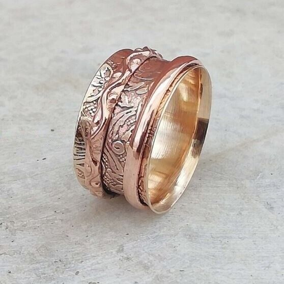 Solid Copper Spinner Band Ring Handmade Pure Copper Women Ring All Size SR368