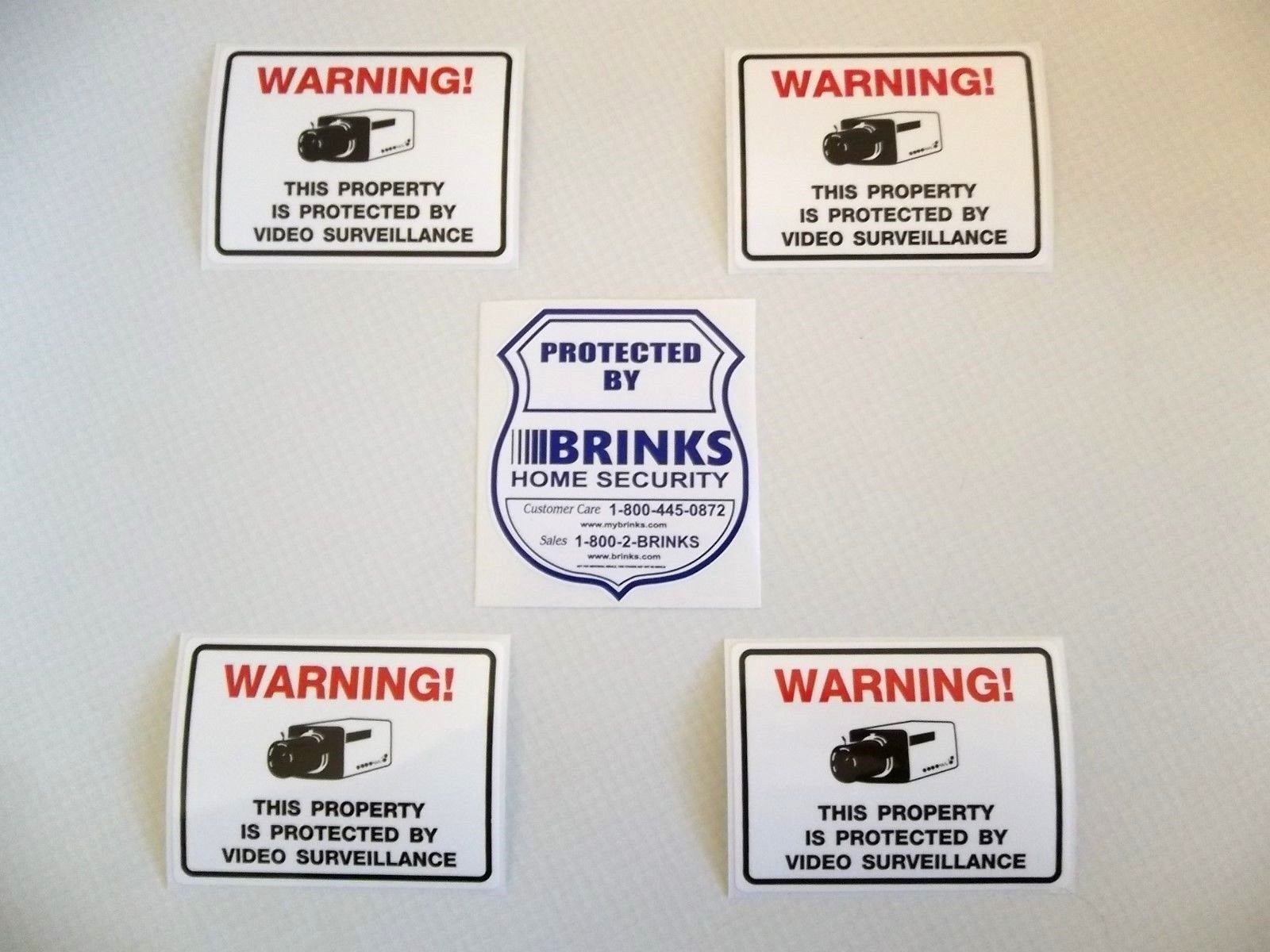 BRINKS Home Security Alarm Window Decal+4 Video Camera Warning Stickers