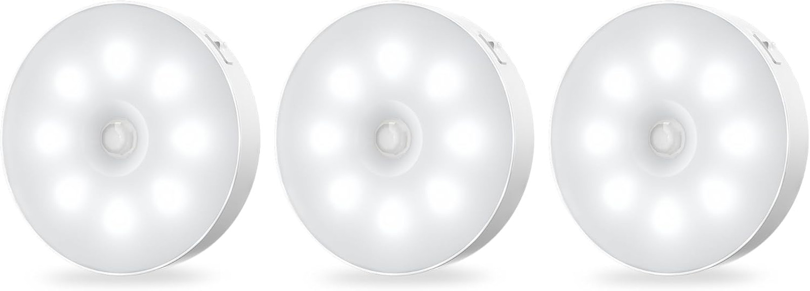 Under Cabinet Light Motion Sensor - Rechargable Closet Puck Lights, Stick on Nig