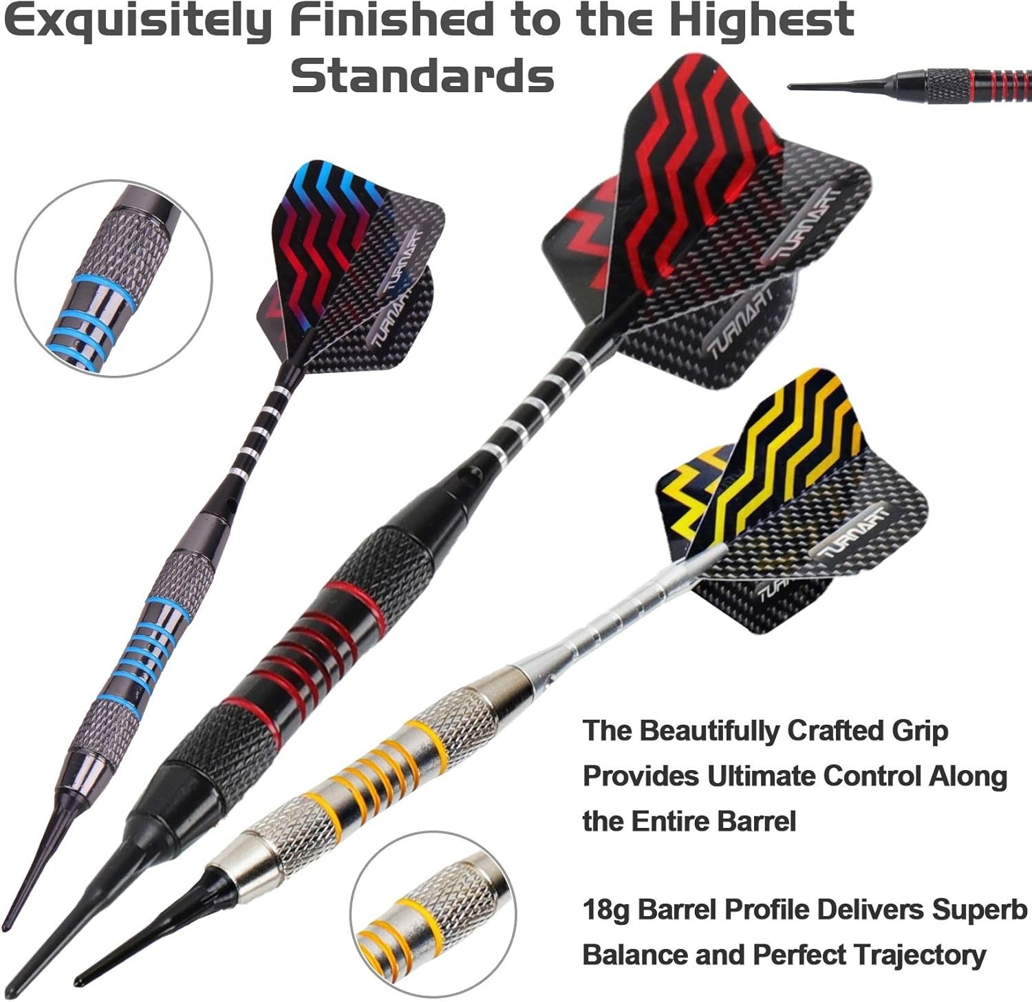 Deluxe Soft Tip Darts Set - 9 Dart Design with Elegant Case & Flight Protectors
