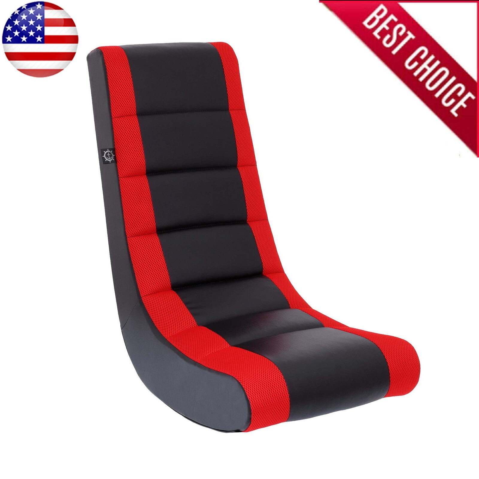 Rocker Gaming Chair Floor Seating Faux Leather Mesh Lightweight Anti-Tipping US