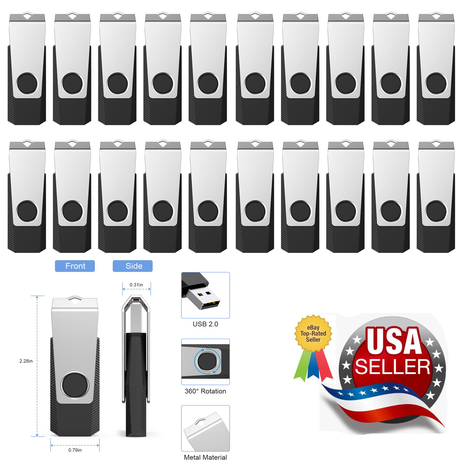 Wholesale 128MB 100PCS Metal Anti-skid Flash Drive Memory Sticks External Drive