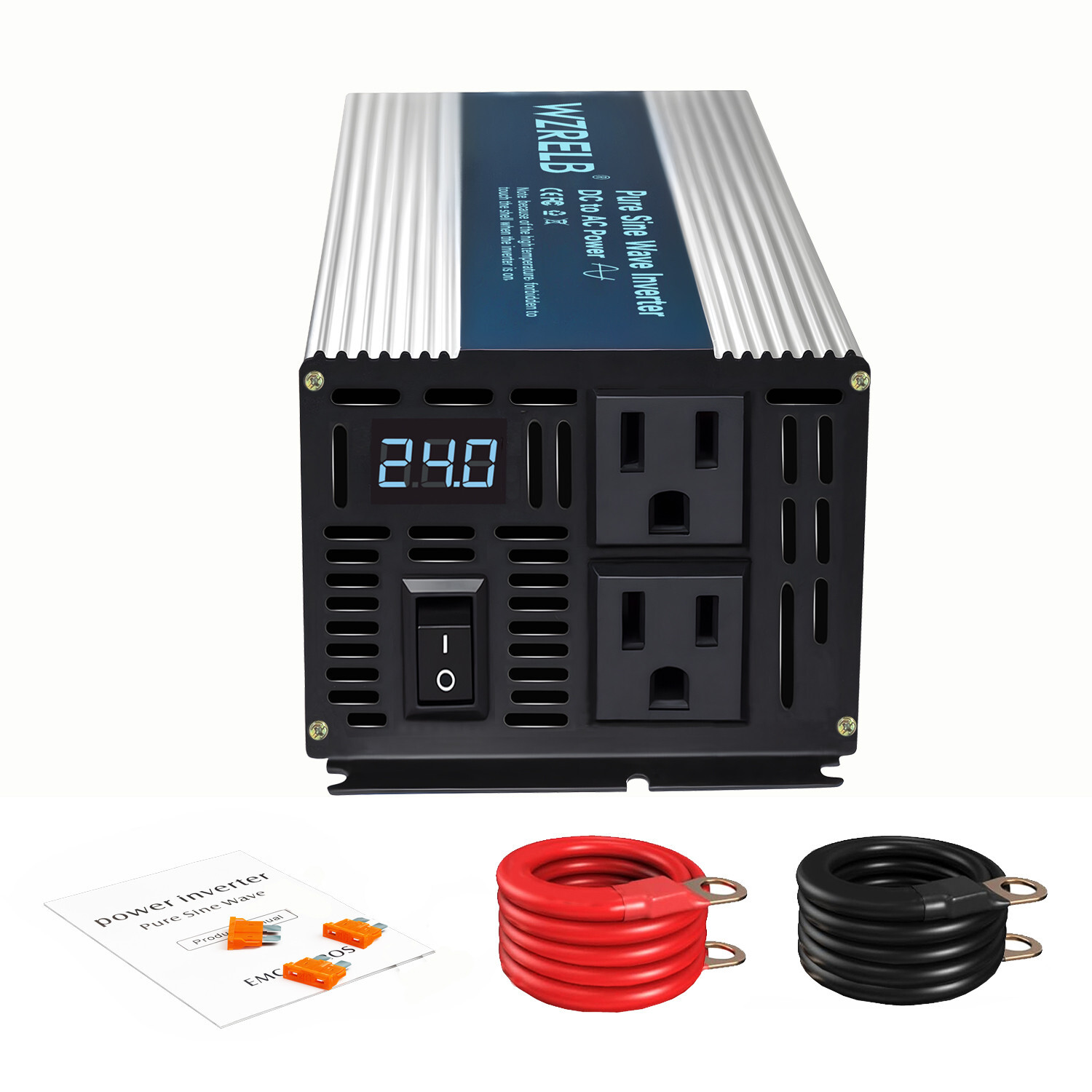 Power Converter 24V to 110V 120V 600W Pure Sine Wave Inverter Truck Camp Solar