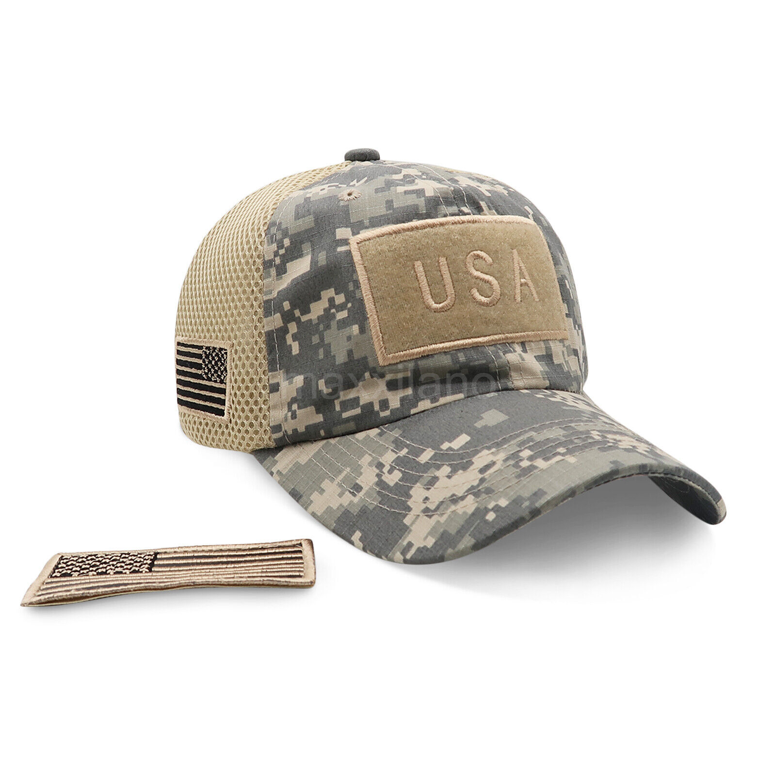 Baseball Cap USA Flag American Men Hat Detachable Patch Mesh Tactical Army Caps