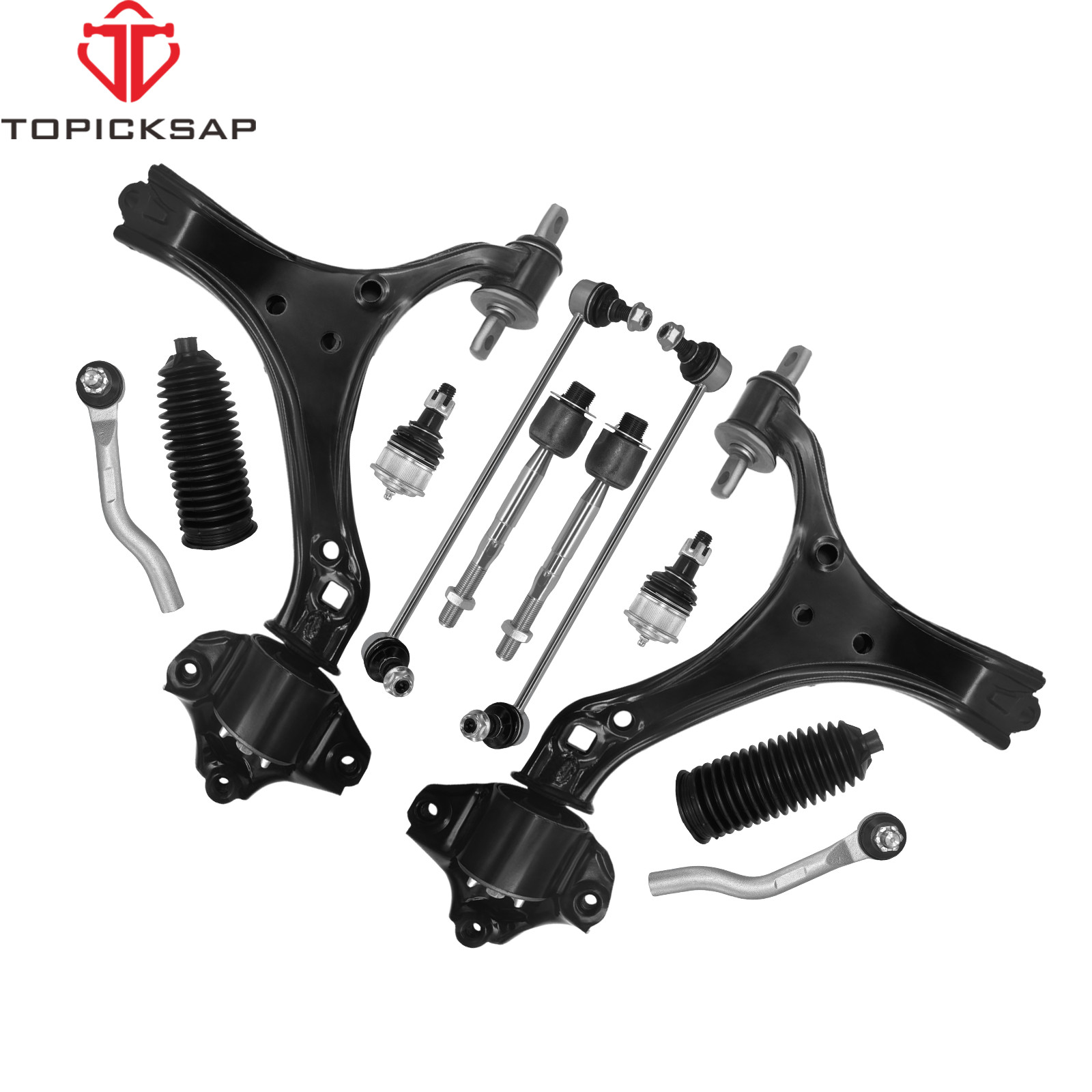 12PC Front Lower Control Arm Tie Rod Sway Bar Boot for 2013-2017 Honda Accord