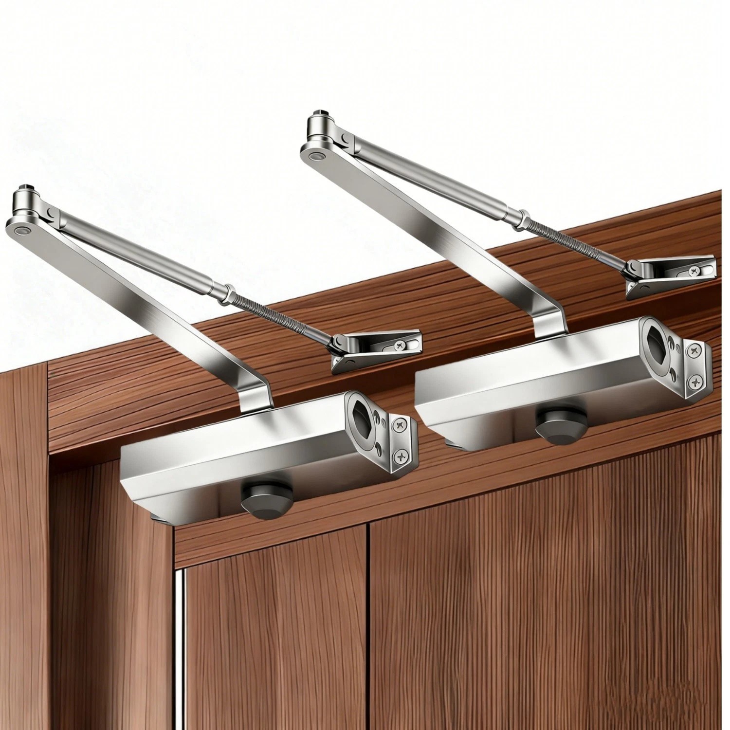 2Pack 65-85 Kgs Size4 Commercial Door Closer Silver Aluminium Alloy Heavy Duty