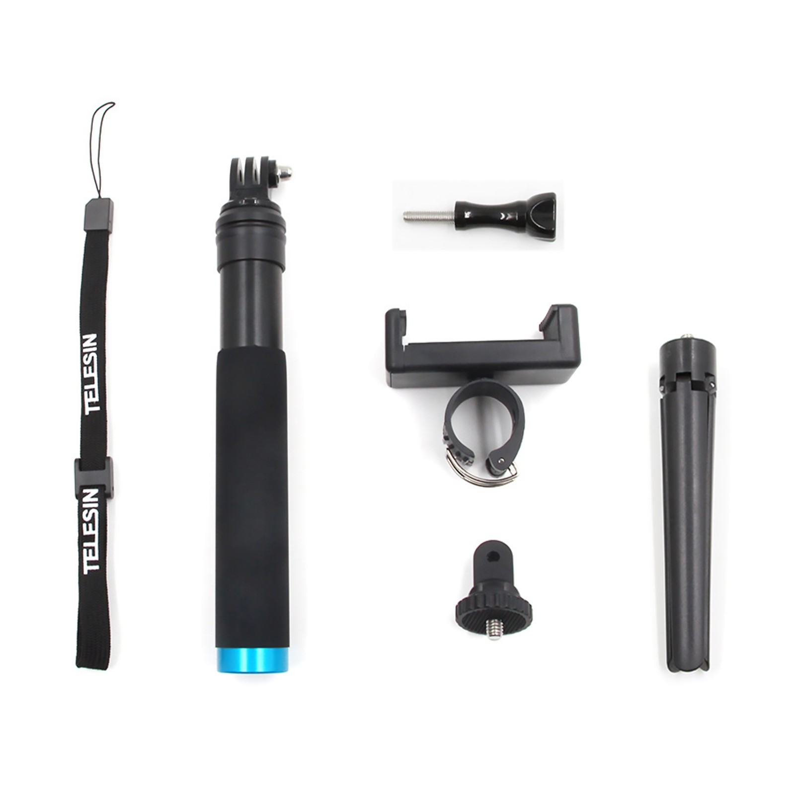 New Handheld Selfie Stick+Tripod Mount+Phone Clip+Strap For GoPro Hero 7 6 5 4