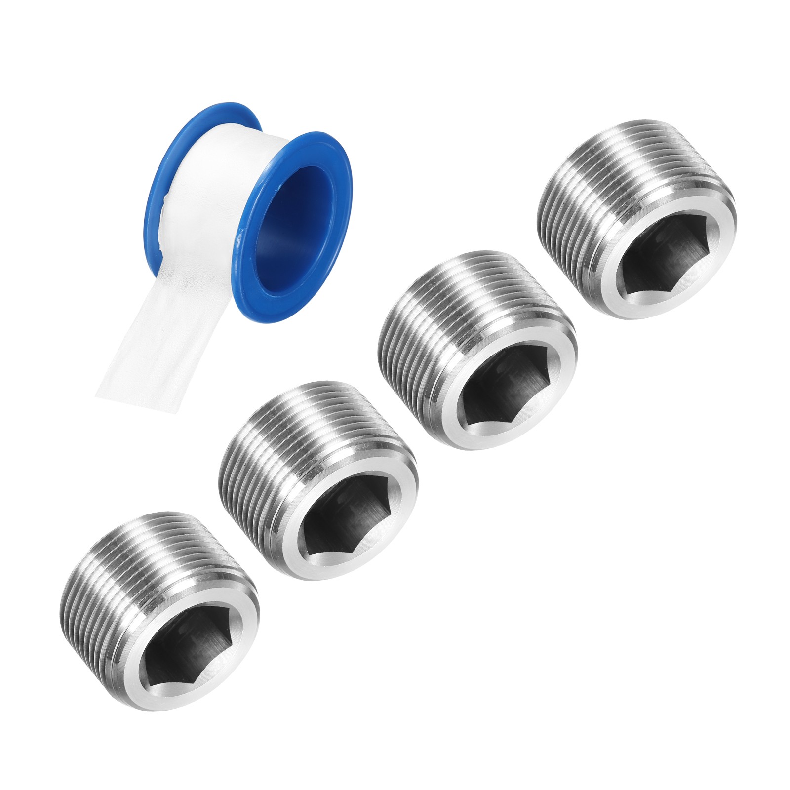4Pcs M27x1.5x17.5 304 Stainless Steel Male Thread Internal Hex Pipe Plug Fitting