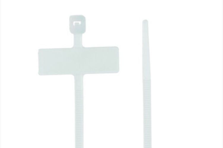 ID Tag 4.3", 18 lb. White Cable Ties - (pack of 100)