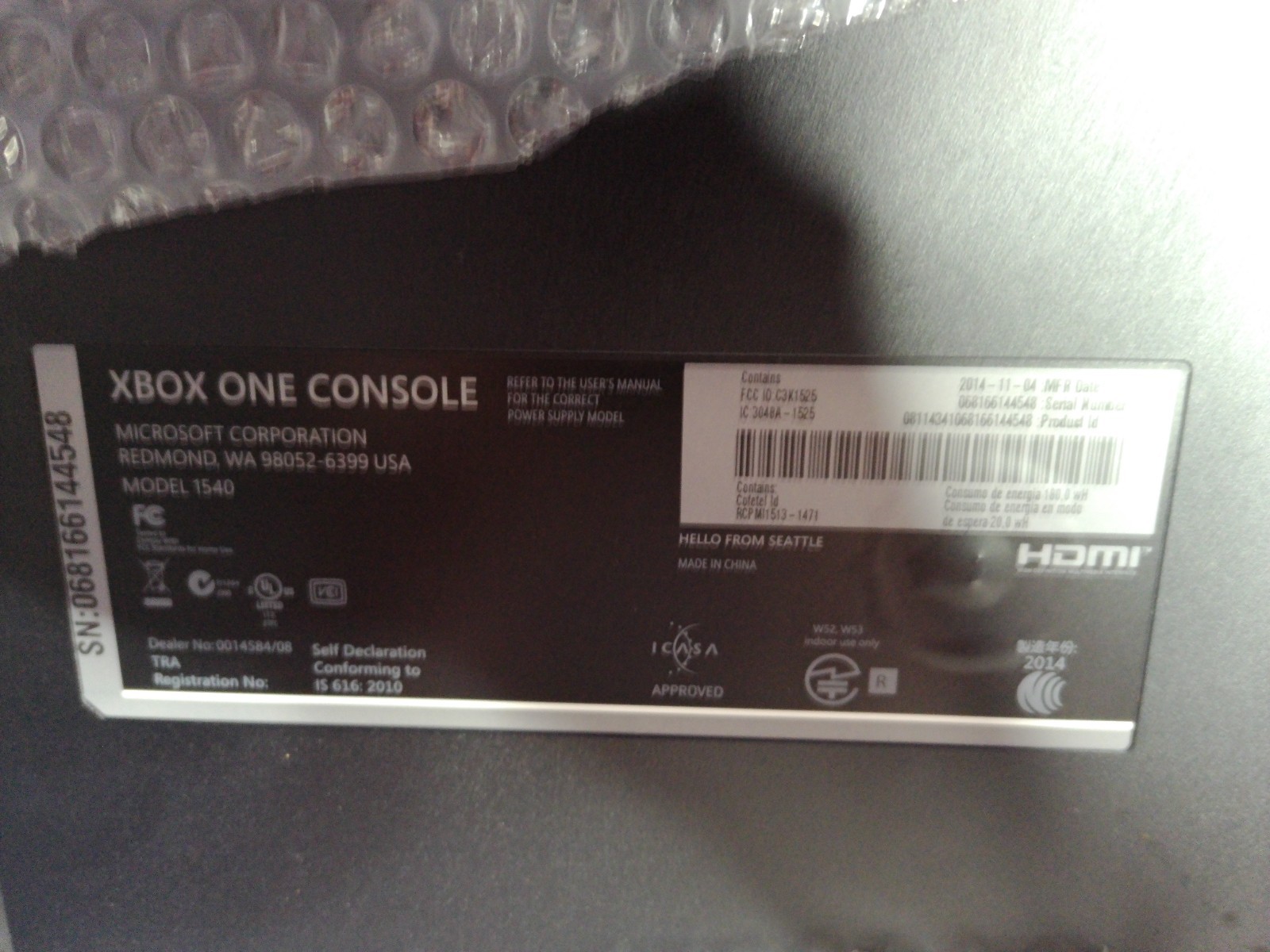 Microsoft Xbox One Model 1540 500GB Console And Controller Only Tested & Working