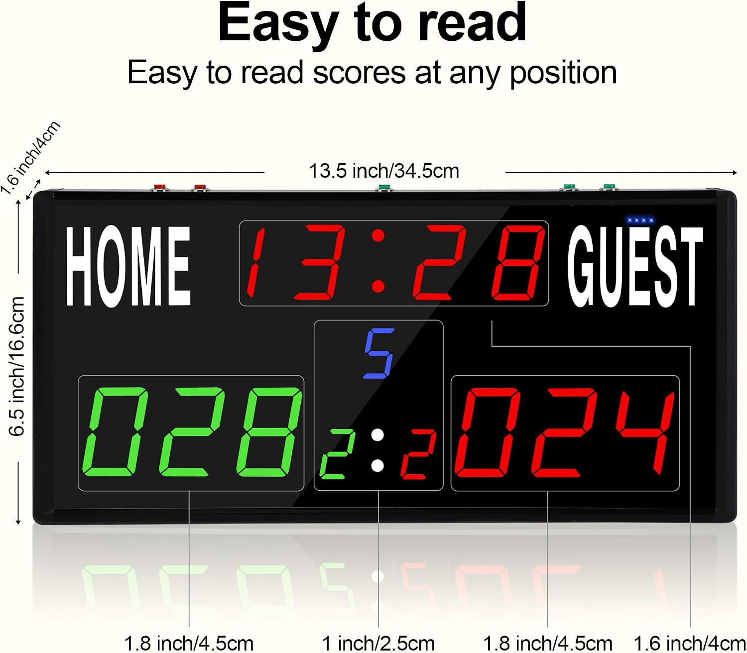 LED Electronic Scoreboard Digital Score Keeper with Remote/Timer/Shot Clock | Ba