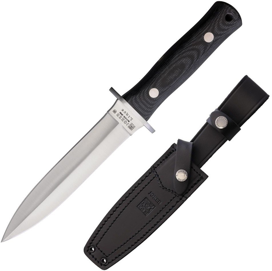 Joker Lince Fixed Dagger 6" Full Tang 1.4116 Steel Blade Canvas Micarta Handle