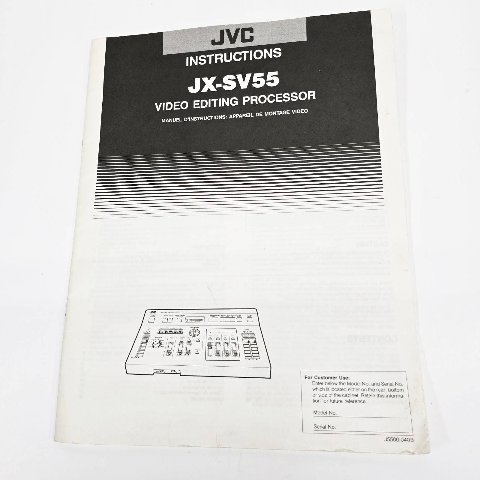 JVC JX-SV55 Video Editing Processor w/ Manual Works