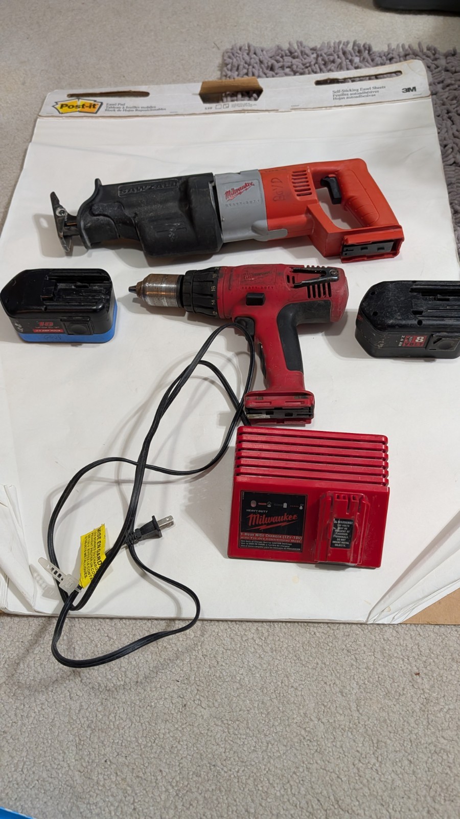 Milwaukee NICD 18V Sawzall 6515 & Hammer Drill 0627 (1) Good Battery Charger