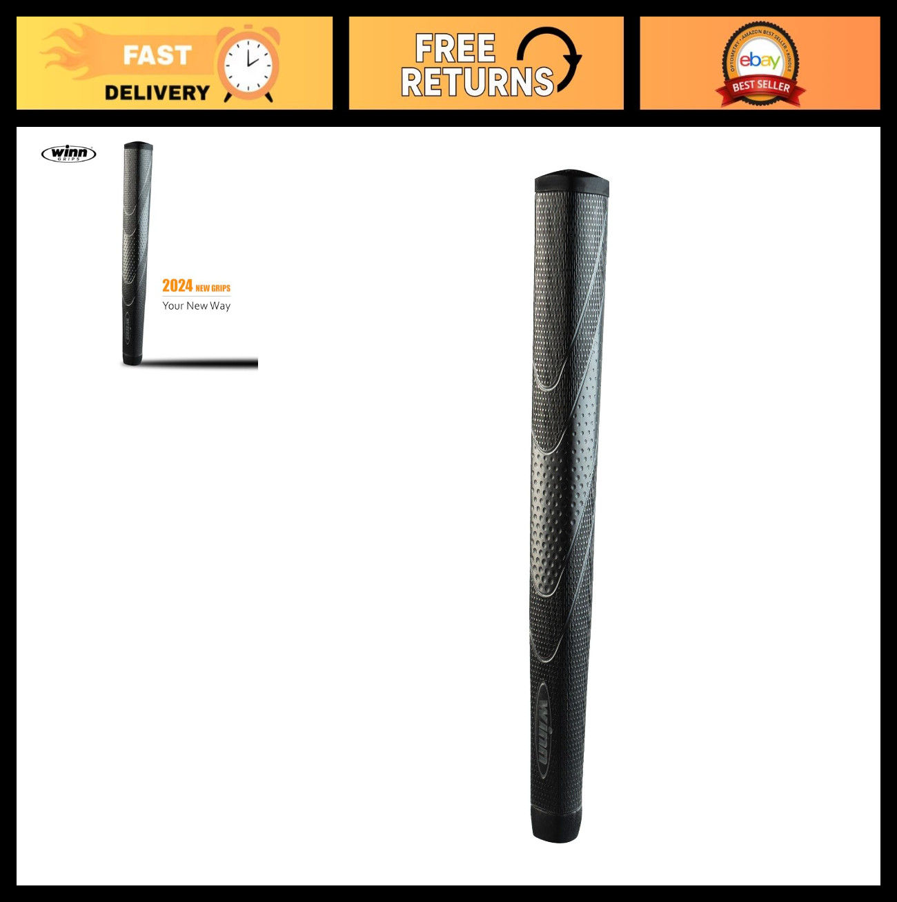 Jumbo Lite Pistol Putter Grip - 2024 New Design, Black, Comfortable & Durable