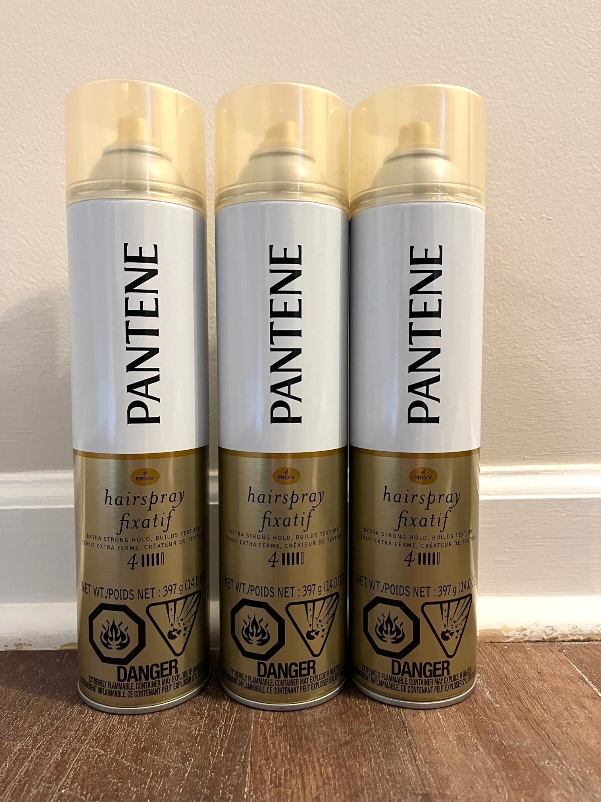 3 Pantene Hairspray #4 Extra Strong Hold Builds Texture 14 Oz. Each