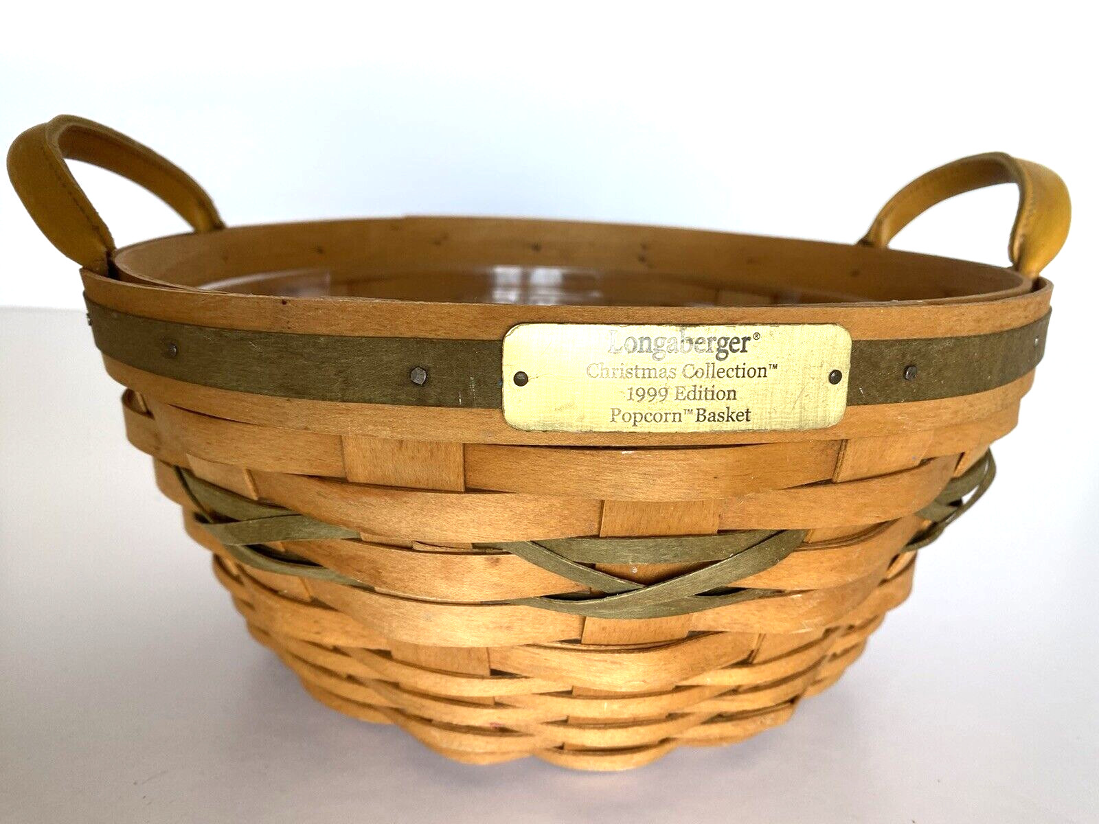 Longaberger 1999 Christmas Collection Popcorn Basket with Plastic Protector