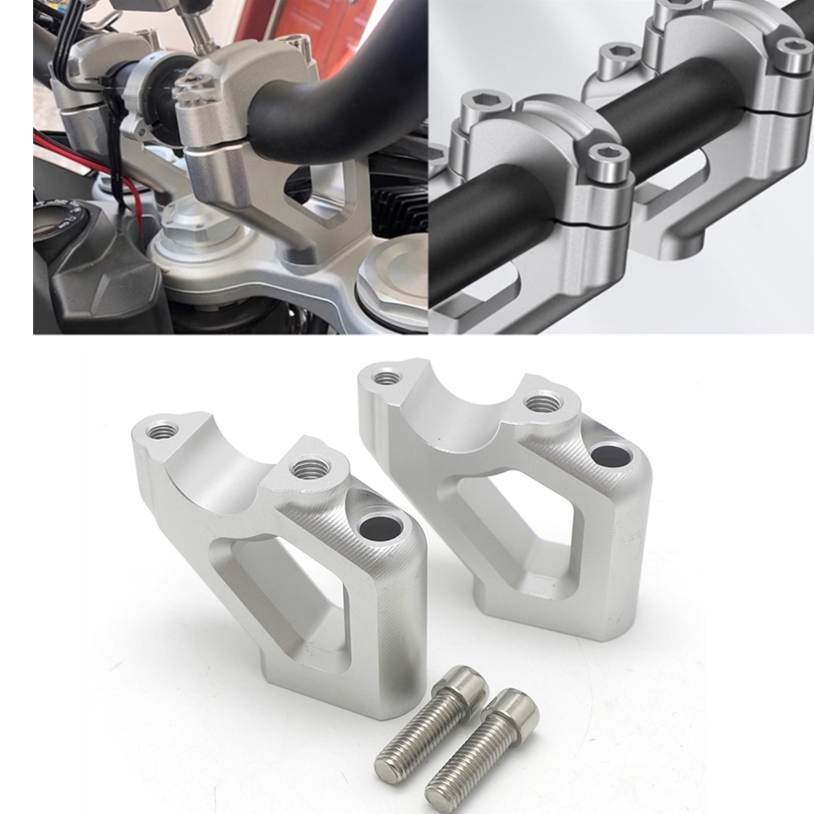 For Triumph Tiger 850/900 Front Handlebar Riser Mounting Clamp Adapter Part Set