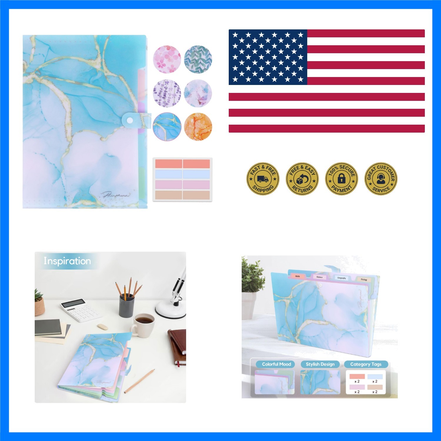 Forest Series Expanding File Folder Stylish Funky Cute Retro Document Organiz...